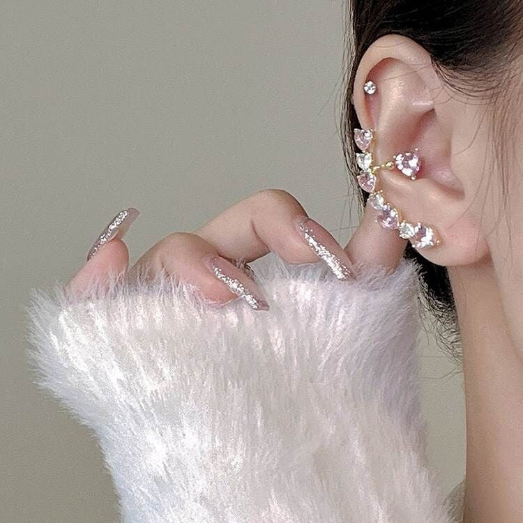 Sweet Pink Zircon Heart Stud Earrings   HA1541