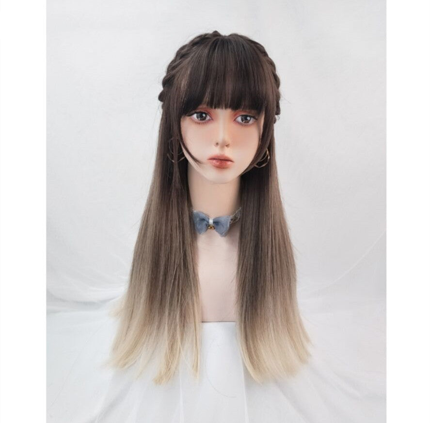 Milk tea brown gradient cute long hair HA0051