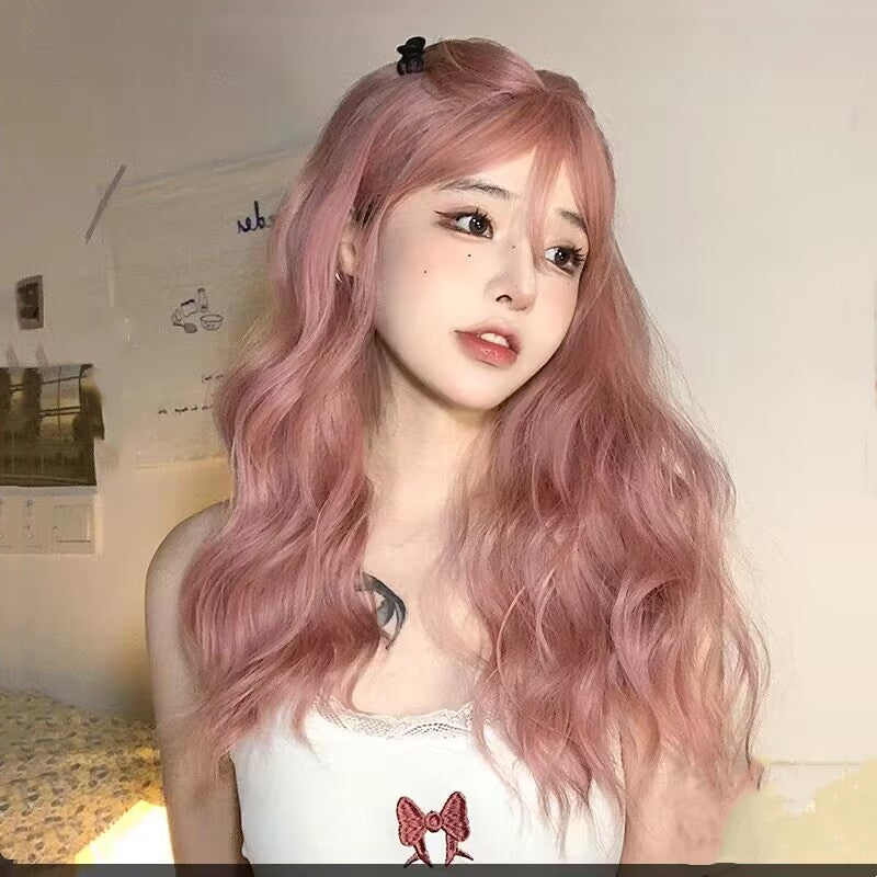 Daily gray pink long curly hair HA1654