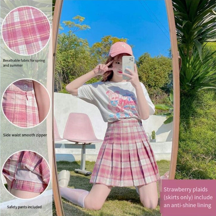 Sweet Plaid Pleated Skirt   HA0501