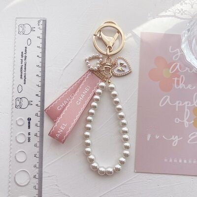Ribbon Pearl Chain Keyring   HA1569