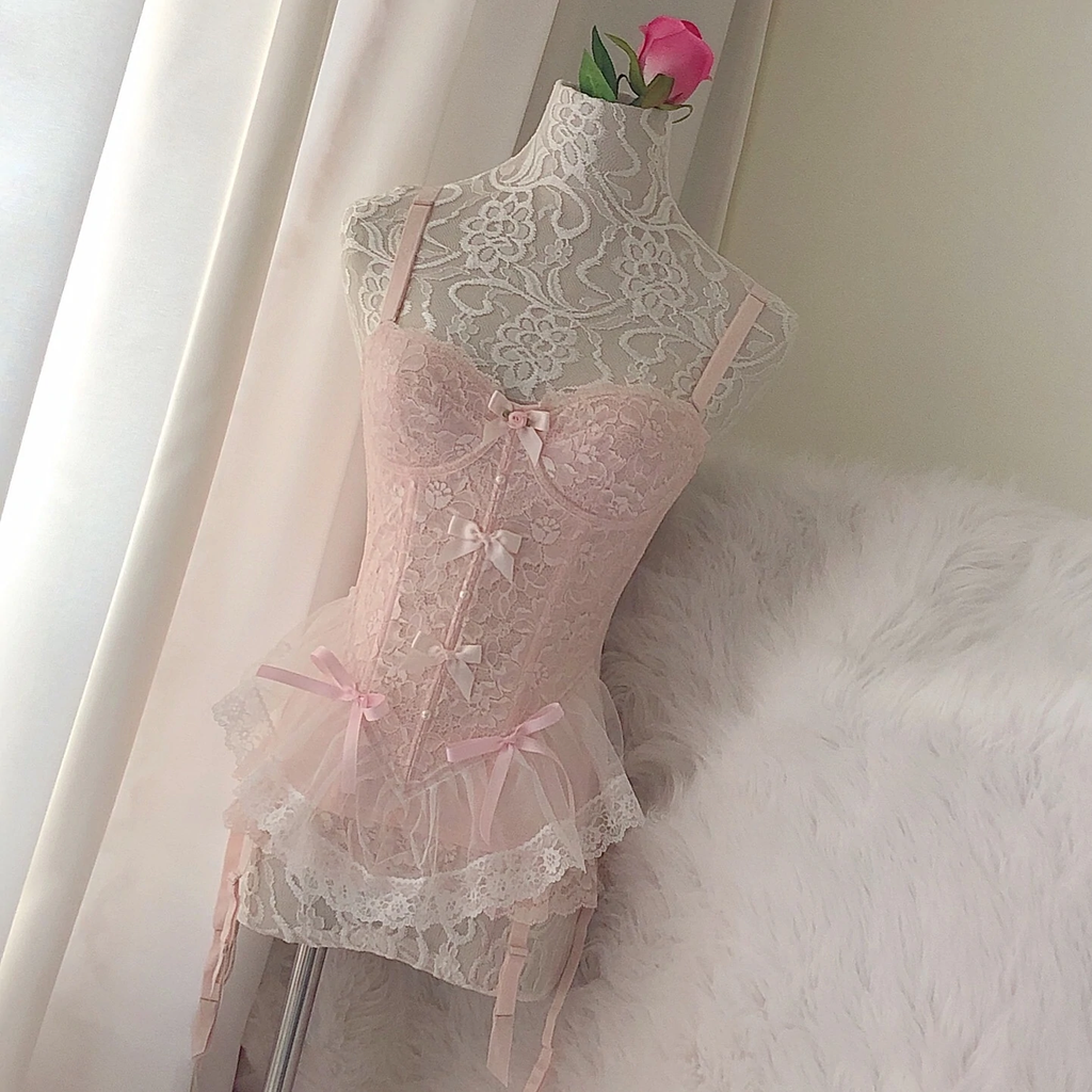 Pink lace top HA0624