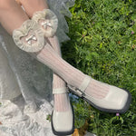 Elegant three-dimensional love bow mid-tube pile socks  HA1139