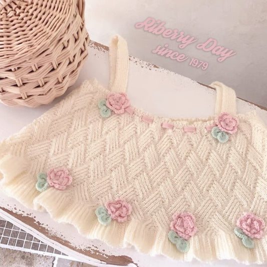 Flower Basket Beige Knit Tank Top  HA0421