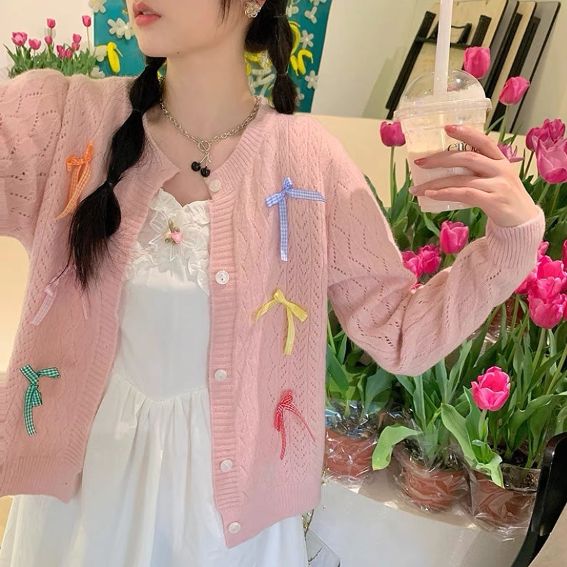 Fresh Bow Knit Cardigan  HA425