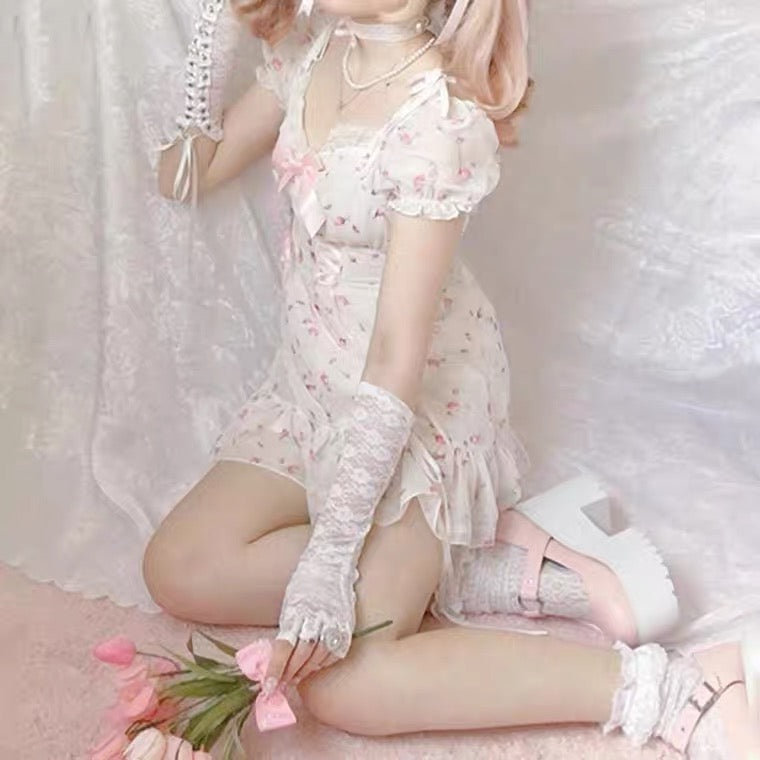 Sweet Pink Floral Dress HA0486