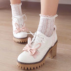 Sweet round toe chunky heel women's shoes  HA0528