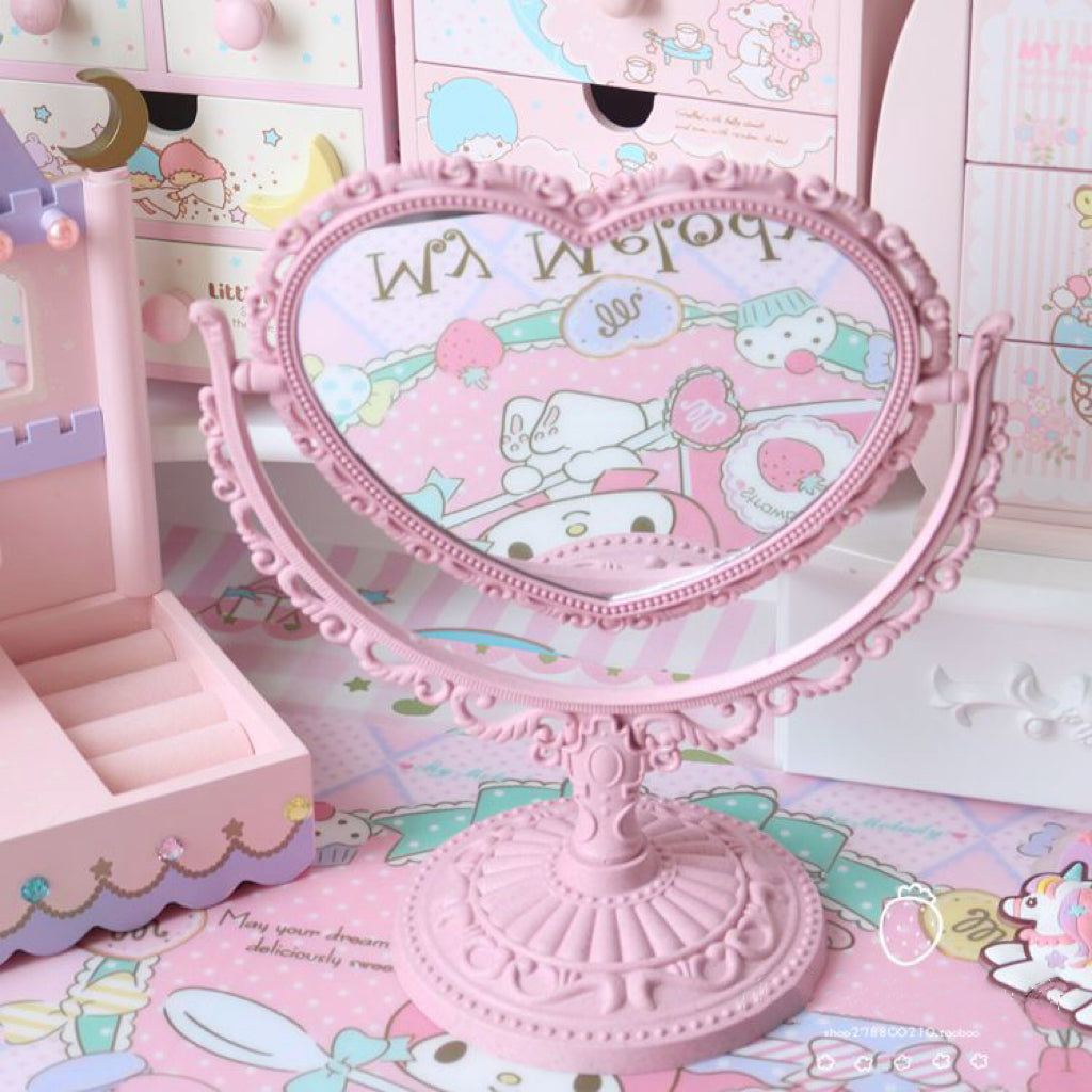 Pink Heart Rotating Makeup Mirror  HA1224