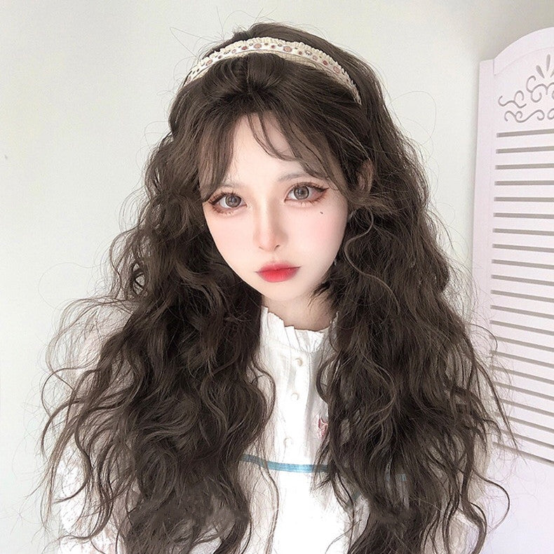 Brown wool curly wig HA0066