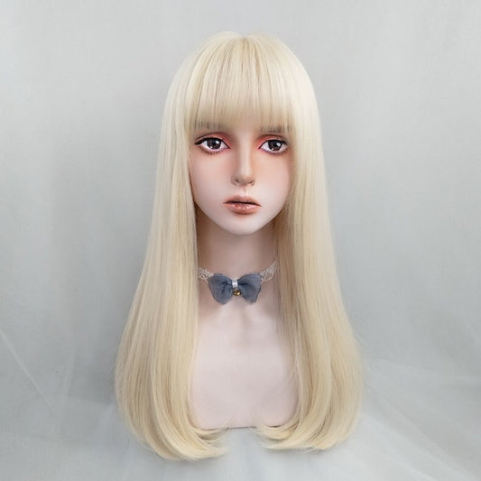 White Gold Long Straight Wig HA0053