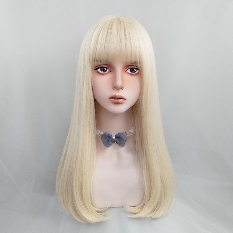 White Gold Long Straight Wig HA0053
