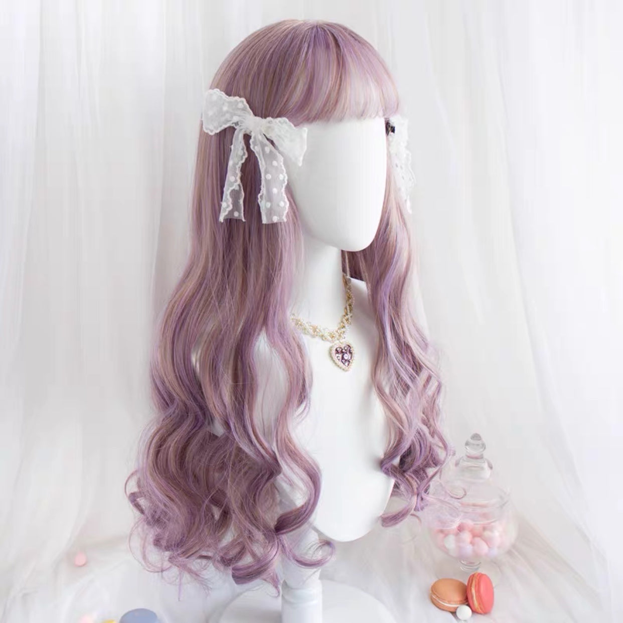 Anime air bangs wavy long curly hair HA0080