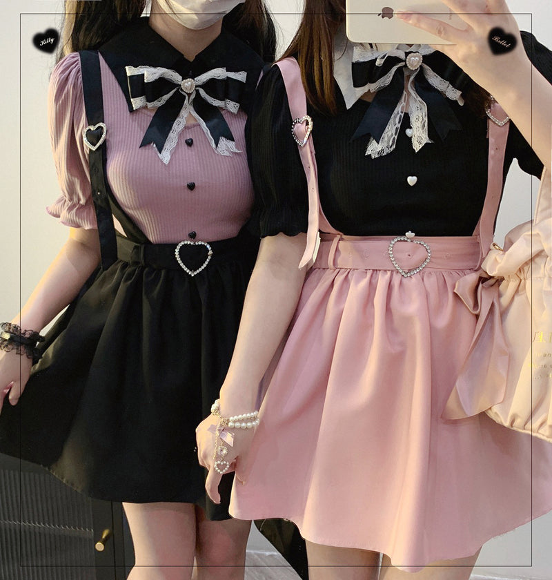 Love button girl suspender skirt HA1271