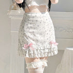 Sweet Ruffled Bow Floral Skirt  HA0622