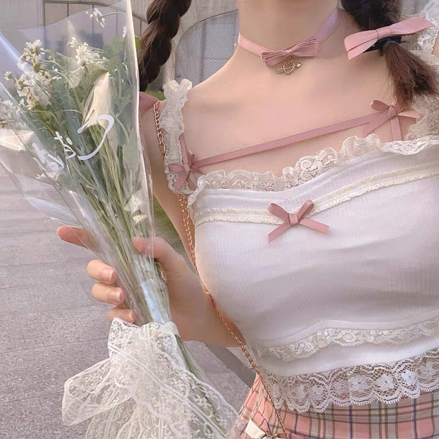 Bow Knot White Camisole  HA0626