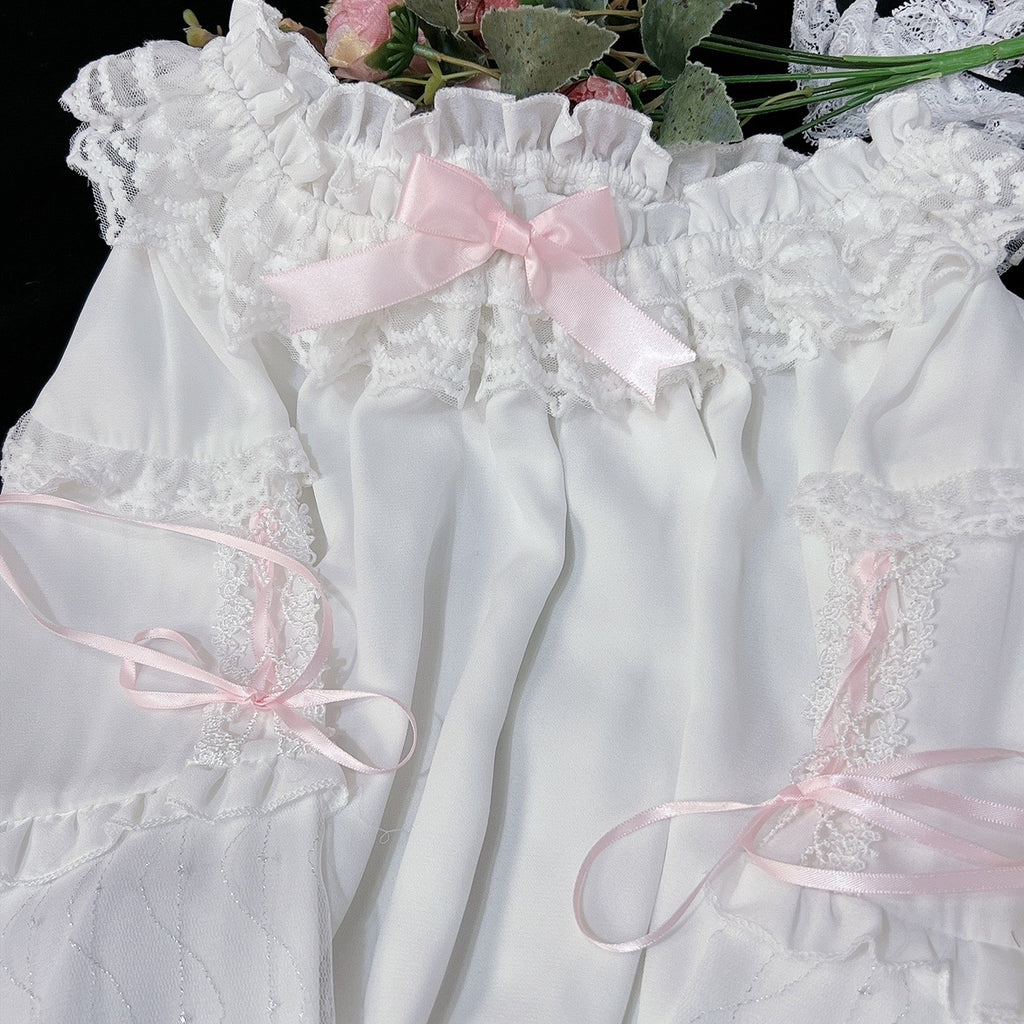 Sweet Bow Mesh Long Sleeves   HA1410