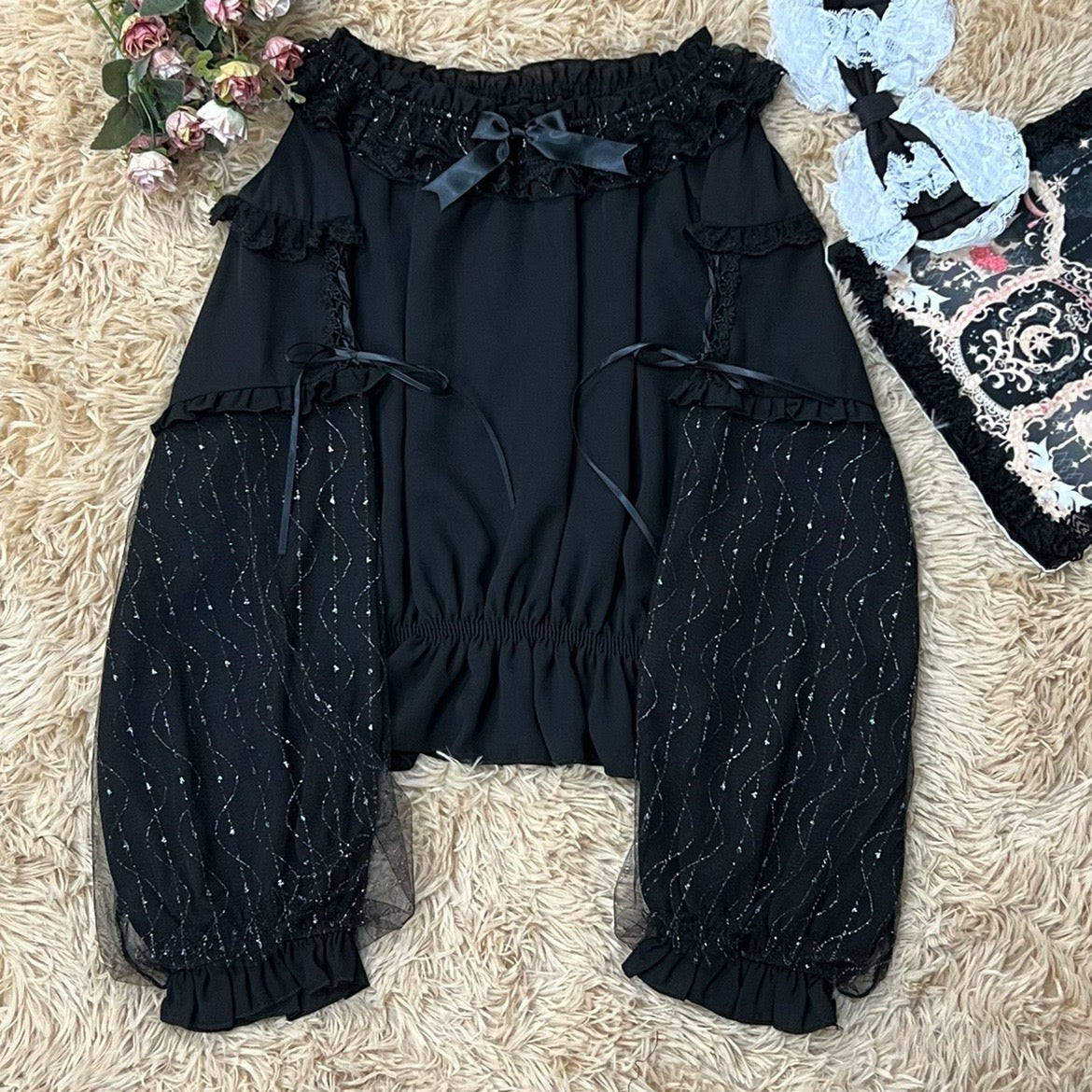 Sweet Bow Mesh Long Sleeves   HA1410