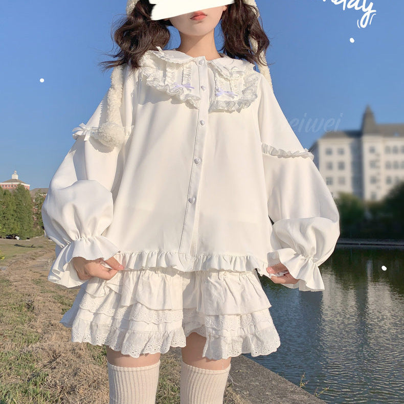 Doll Collar Rabbit Ear Long Sleeve Top  HA1409