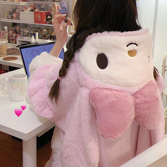 Bunny hooded coral fleece pajamas  HA1422