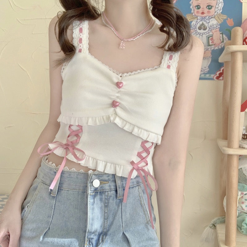 Lace Heart Buckle Camisole    HA0727