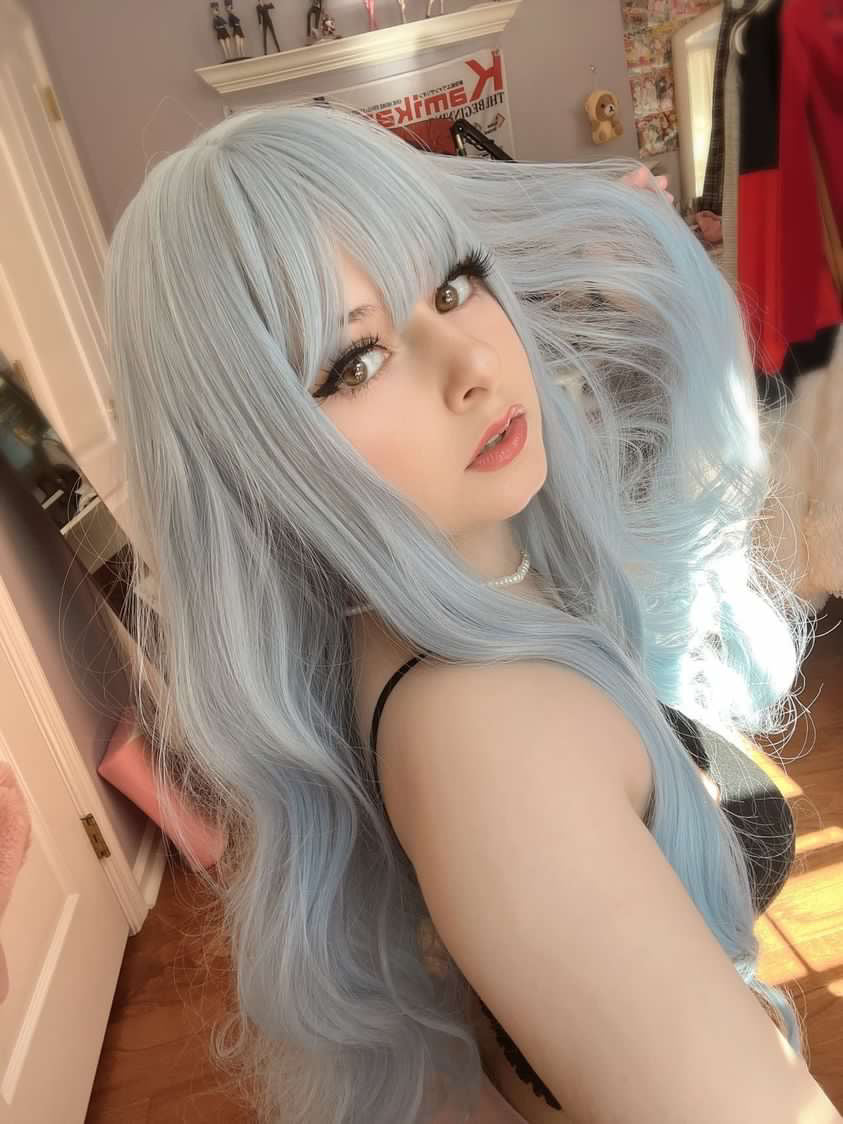 Sky blue long curly hair HA0065