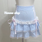 Cream Plaid Cake Dress HA1561