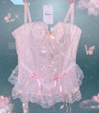Pink lace top HA0624