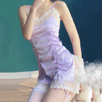 French satin lace nightdress   HA1581