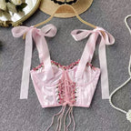 Ribbon hollow tube top suspenders HA1584