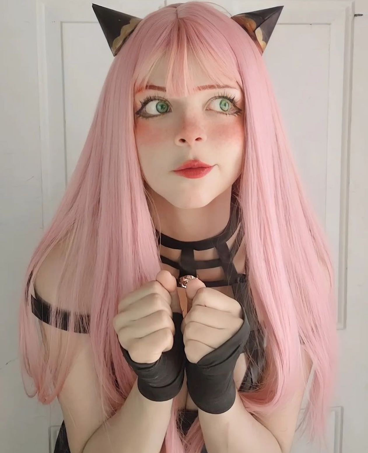 Pink long straight hair HA0055