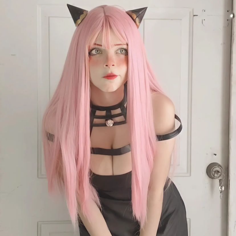 Pink long straight hair HA0055