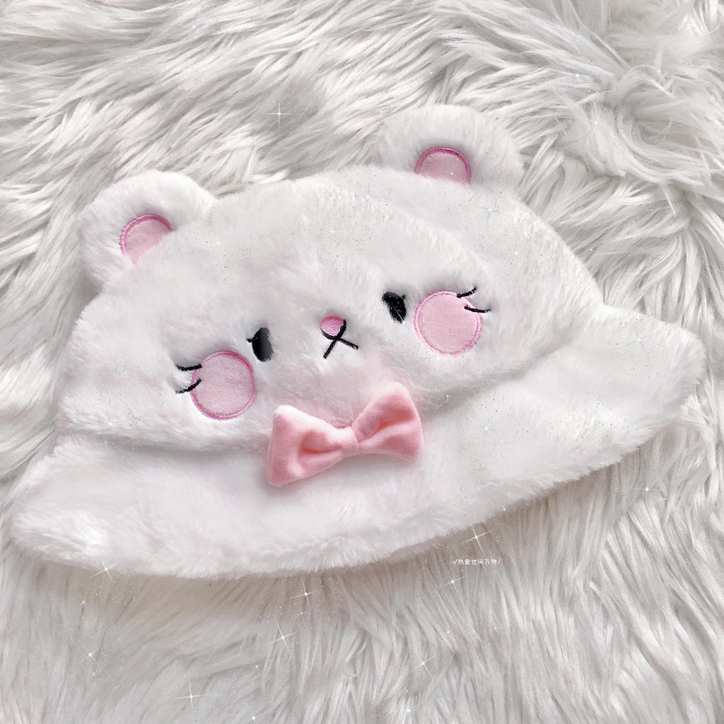 Small Hamster Bear Ears Plush Bucket Hat HA0875