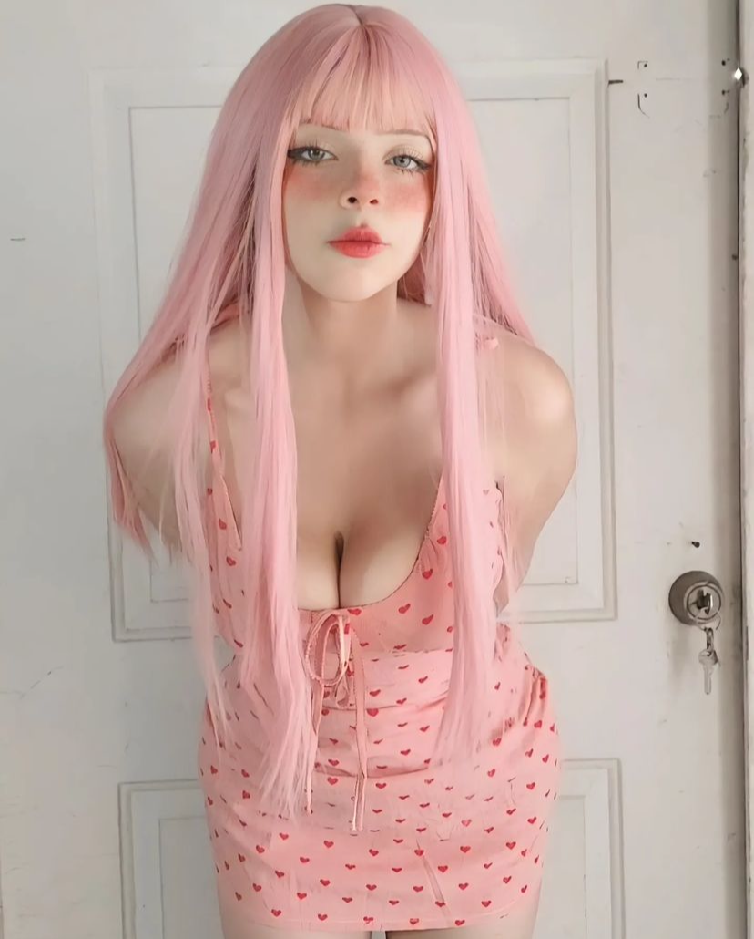 Pink long straight hair HA0055
