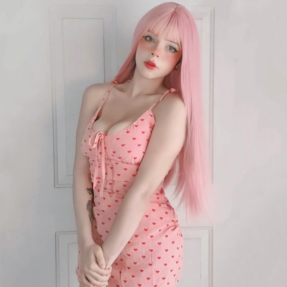 Pink long straight hair HA0055