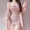 Pink Bow Knit Slip Dress HA1647