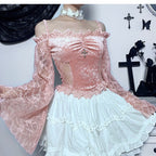 Off-shoulder flared sleeve T-shirt  HA1655