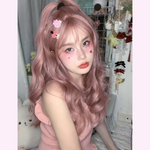 Daily gray pink long curly hair HA1654