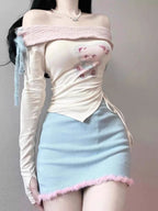Bear top and skirt two piece set   HA1675