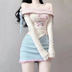Bear top and skirt two piece set   HA1675