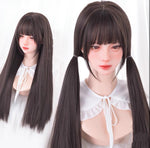 Keqi and oblique bangs, long straight hair  HA0142