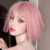 Short straight pink hair with bob head  HA0149