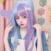 Daily fantasy blue and purple long straight hair  HA0154