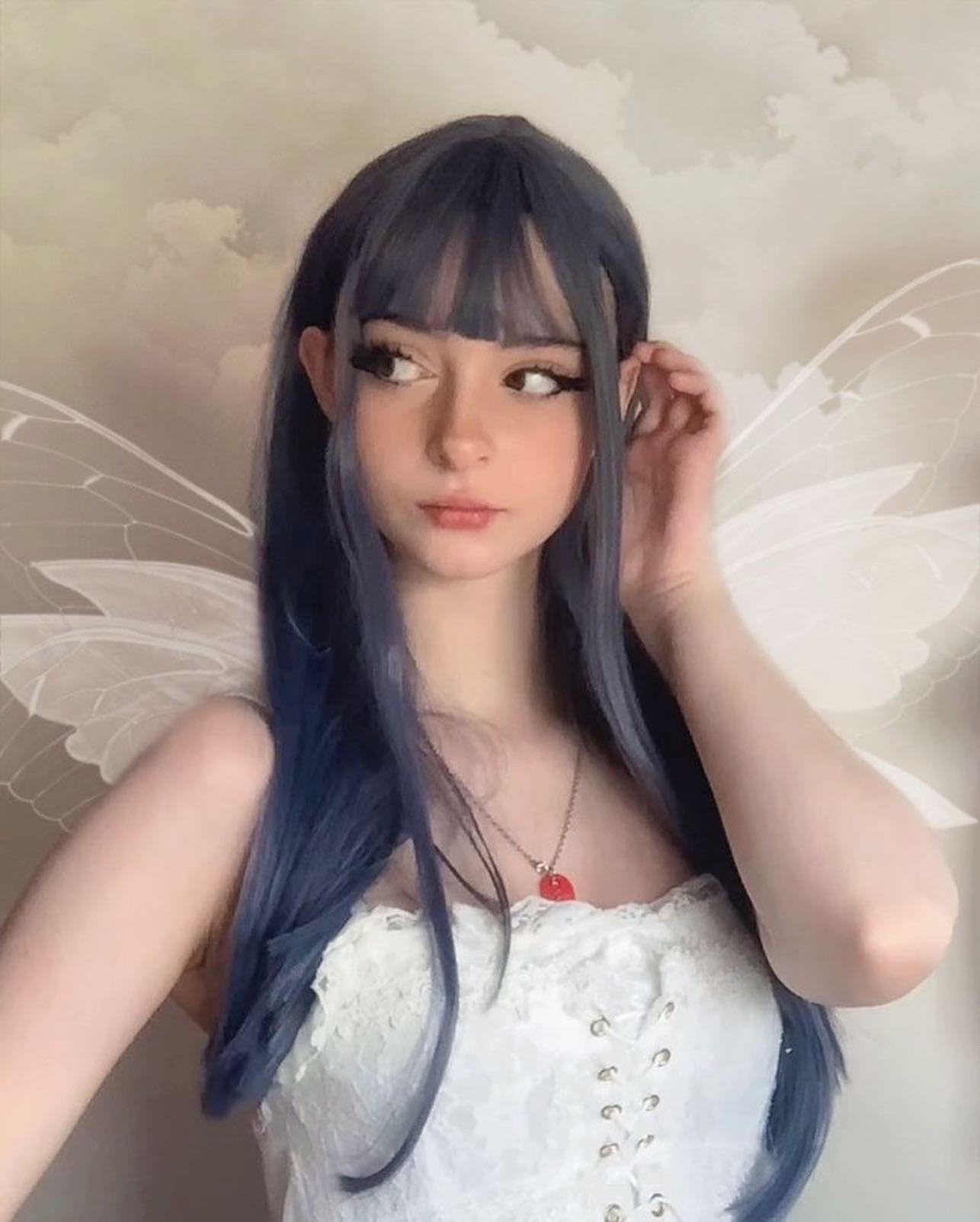 Long straight hair with blue air bangs HA0072