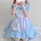 Cute Pink Blue Dress Short Sleeves    HA0533