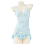 V-neck lace nightdress package hip miniskirt dress    HA1072