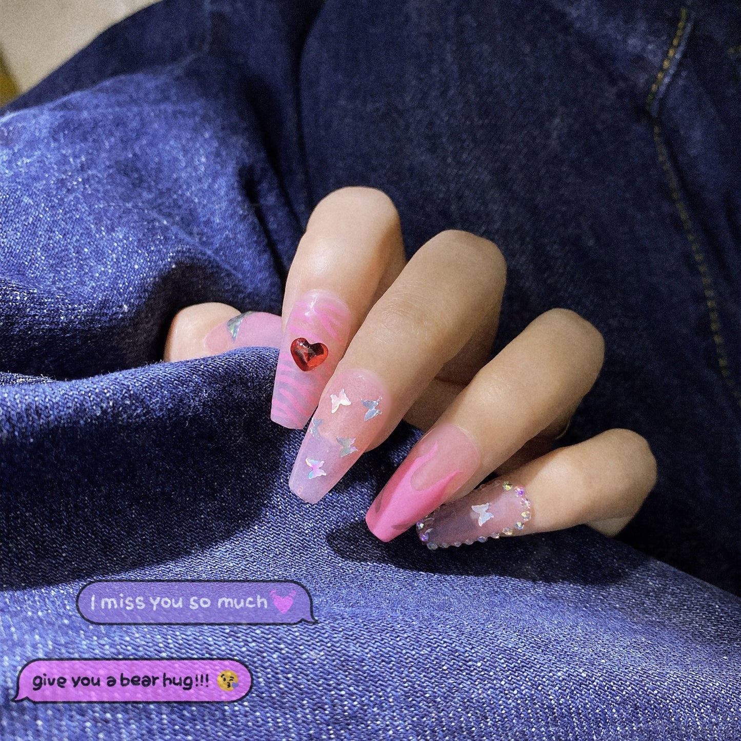 Pink Flame Nail Stickers    HA0128