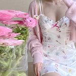 Ice silk suspender kitten print dress   HA0542