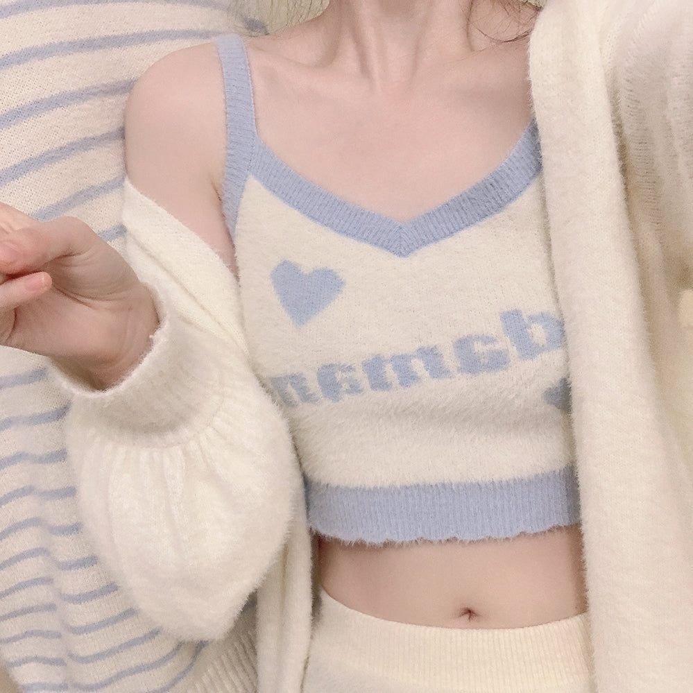 Plush letter heart skirt suit  HA0557
