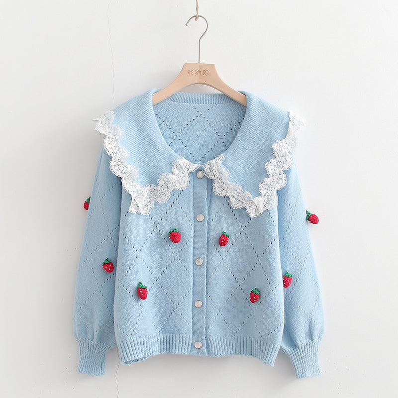 Strawberry Diamond Knit Cardigan   HA1219