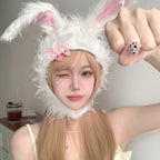 Plush bunny headgear hat   HA1456